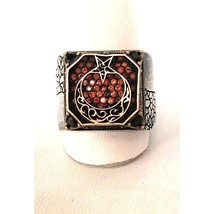 LARGE MEN&#39;S 925 STERLING SILVER, COPPER AND GEMS  ISLAMIC  RING SIZE 12 SKY - $109.40