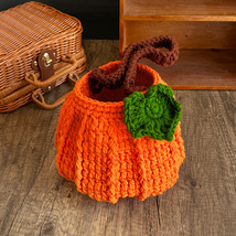 Handmade Wool Woven Pumpkin Bag Halloween Handbag Children bucket - £31.43 GBP