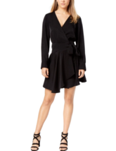 NWT Bar III Womens Asymmetrical Surplice long sleeve Wrap Dress Black X-small XS - £34.28 GBP