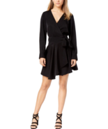 NWT Bar III Womens Asymmetrical Surplice long sleeve Wrap Dress Black X-... - £33.57 GBP