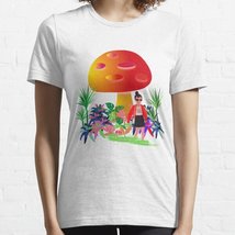 Vegetarian - Mushroom - Floral - Girl Women&#39;s White Tee T-Shirt - £15.22 GBP