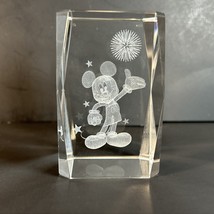 Mickey Mouse with Fireworks 3d Etched Disney Crystal Glass 3&quot;x2&quot; Paper W... - $469.08 MXN