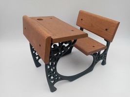 Vintage Doll School Desk Wood And Cast Iron - $32.16
