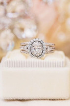 Oval Cut 3.00Ct Diamond Engagement Wedding Trio Ring Set 14K White Gold Size 9 - £261.40 GBP