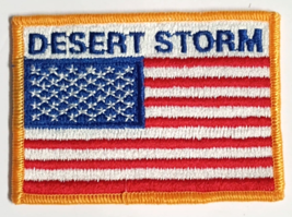 Desert Storm American Flag Patriotic Military Embroidered 3.5&quot;w Iron On ... - £4.71 GBP