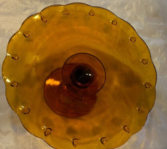 Indiana Glass AMBER Cake Stand Tear Drop Golden Amber 10-7/8&quot; x 4.5&quot; - £31.17 GBP