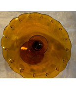 Indiana Glass AMBER Cake Stand Tear Drop Golden Amber 10-7/8&quot; x 4.5&quot; - £30.54 GBP