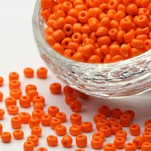 1 pound seed bead Lot glass ORANGE Opaque color round 4mm SEED222 - £5.88 GBP