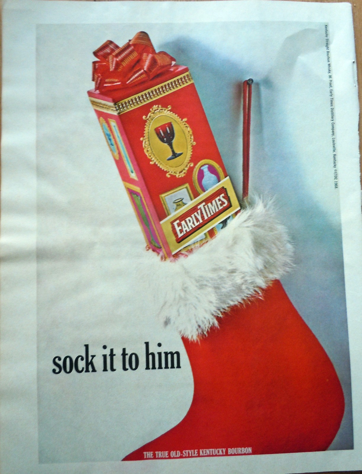 Early Times Old Style Kentucky Bourbon Sock it to Him Print Magazine Ad ... - $3.99