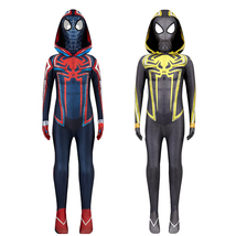 Kids Superhero Miles One Pieces Jumpsuit Cloak Cosplay 2099 Bodysuit Costume - £25.94 GBP