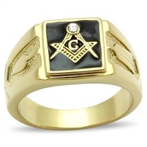 Masonic Mason 18K Gold Black Stone Gp Ring Size 8 9 10 11 12 13 14 - £59.82 GBP