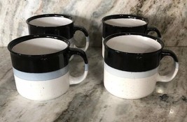 Soup Large Coffee Ice Cream Dessert Cereal Mug Bowl Cup-Set Of 4-Blk &amp; White-NEW - £55.28 GBP