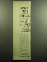 1958 Crown Publishers Book Advertisement - Spartacus by Howard Fast - £14.44 GBP