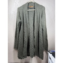 Belldini Womens Solid Crochet Cardigan Sweater Green Open Front Size Medium - $408.81 MXN