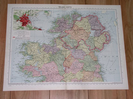 1940 Vintage Wwii Map Of Northern Part Of Ireland North Ireland Belfast / Dublin - £24.62 GBP