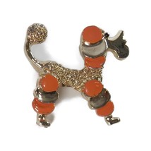 Vtg Gerry&#39;s Orange Poodle Dog Pin Brooch 1&quot; Gold Tone Animal - $165.67 MXN