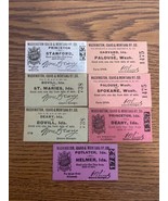 7 Vintage Washington Idaho &amp; Montana RY. Co. Train Tickets Different Sta... - $73.49