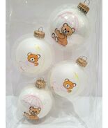 Baby's 1st Christmas Teddy Bear Girls Boys Glass Tree Onaments Decor Set... - $17.99