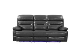 89" Gray Faux Leather USB Sofa With Black Legs - $43,633.00 MXN