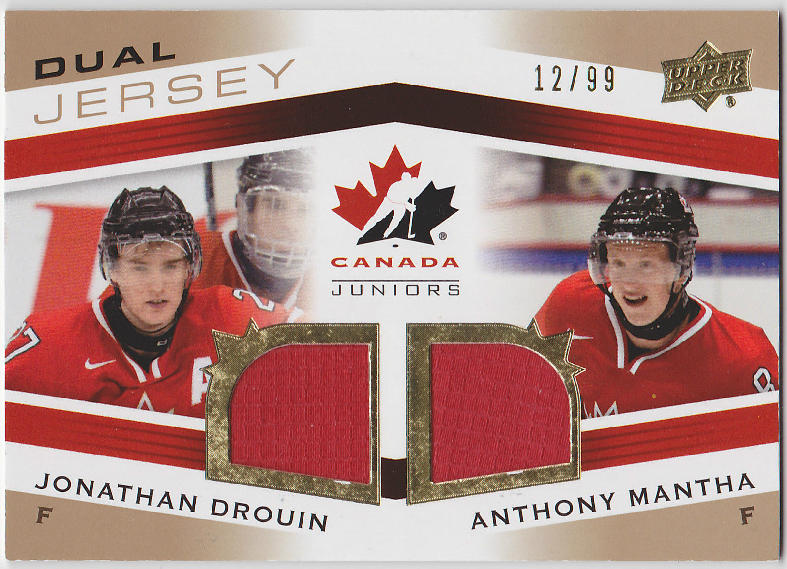 Primary image for 2014-15 Upper Deck Team Canada Juniors Dual Jerseys Gold Drouin/Mantha 12/99