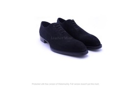  Handmade Black Suede Oxfords Dress Shoes, Genuine Leather Formal Shoes - £129.08 GBP