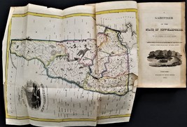 1823 Antique New Hampshire Gazetteer History Foldout Map Genealogy Indian Fowler - £175.24 GBP