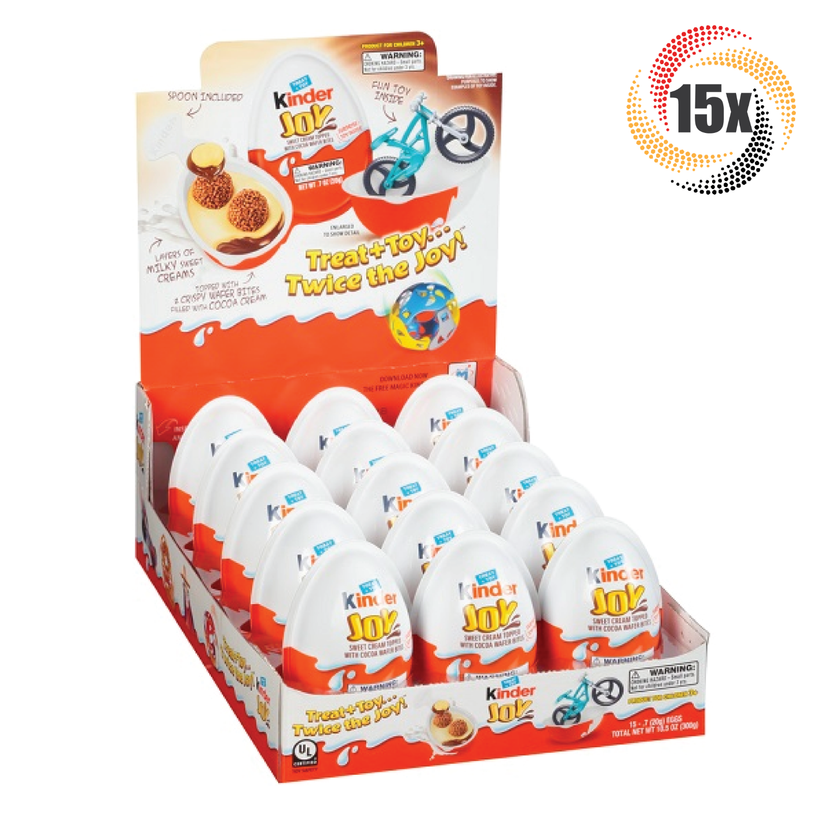 Full Box 15x Eggs Kinder Joy Sweet Cream Cocoa Wafer Bites Candy With Toy .7oz - $33.55