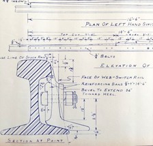1955 Railroad Bangor Aroostook Switch Rail Graduated Risers Blueprint F29 DWDD14 - £66.44 GBP