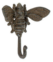 Rustic Cast Iron Cottage Busy Bumblebee Insect Bee Wall Hook Organizer D... - $17.99