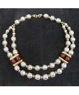 VTG Napier Faux Baroque Gray Red Pearl Gold Choker Necklace Worldly Temp... - £35.19 GBP