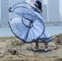 Dusty Blue Polka Dot Lace Tulle Skirt Women Custom Plus Size Long Tulle Skirt image 4