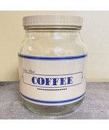 VINTAGE COFFEE / STORAGE 7” CLEAR GLASS PANTRY JAR DELUXE BLEND COFFEE 1... - $18.29