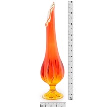 Viking Swung Glass Pedal Orange Scalloped Foot Vase - $444.13