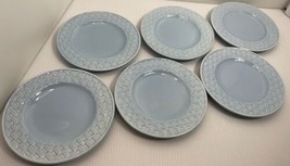 Pfaltzgraff Pastel Sky Blue Basketweave Luncheon Plates 6 Inch Lot Of 6 Plates - £14.59 GBP