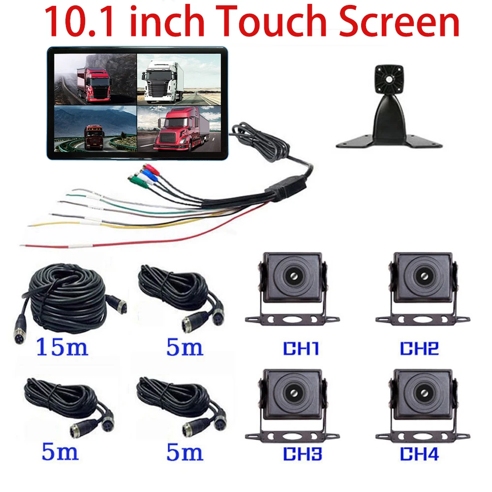 4CH Black box 10.1&quot; Monitor Recorder Touch Screen Rear View Backup Camera AHD - £191.30 GBP+