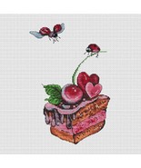 Cherry Cake Cross Stitch Birthday pattern pdf - Cupcake cross stitch lad... - £9.22 GBP