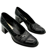 brighton women&#39;s black crocodile print leather block heeled 2&quot; pumps siz... - €19,30 EUR