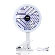 Clip On Fan With Led Lamp, Rechargeable Desk Fan, 4 Speed 360Rotating De... - £41.69 GBP