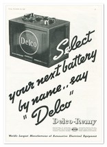 Print Ad Delco-Remy Automotive Battery Vintage 1937 Full-Page Advertisement - £9.79 GBP