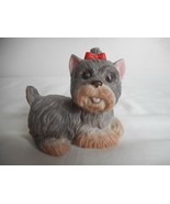 Vintage Homco Yorkie Dog with cute red bow Figurine Ceramic - $202.52 MXN
