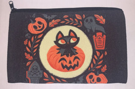 Halloween Cat Vintage Look Make Up Bag Zipper Pouch 8 X 5” - £7.11 GBP