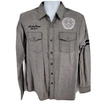 Mecca USA Long Sleeve Button Men&#39;s Gray Shirt Size L All Star Champs - $15.79