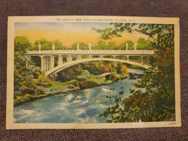 Vtg Linen Postcard Long Bridge Over Salmon River, Pulaski, NY, New York - £3.52 GBP