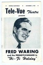 Tele-Vue Theatre Program Fred Waring &amp; the Pennsylvanians 1958 Duluth Mi... - $23.82