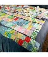Vintage 1960s Pattern Fabric Lot Quilting Squares Blocks Cotton Hand Sti... - €87,46 EUR