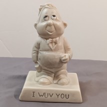 Vintage 1970 Russ Berrie &amp; Co Sillisculpt &quot;I Wuv You&quot; Figurine USA - £7.74 GBP