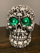 Halloween Skull with Green LED light up eyes epoxy or acrylic  Heavy Hum... - £22.07 GBP