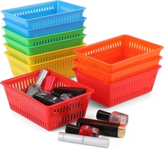 10 Pack Mini Storage Baskets Bins, Plastic Organizer Basket, Colorful Sh... - $44.99