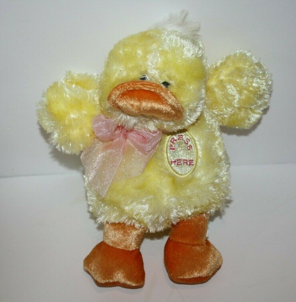 Primary image for Walmart Easter Duck Yellow Chick 7" Plush Quacks Sound Stuffed Soft Toy Pink Bow
