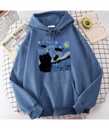 The Starry Cat Night Printing Hoodies Men Autumn Oversize Hoodie Fashion... - $24.99